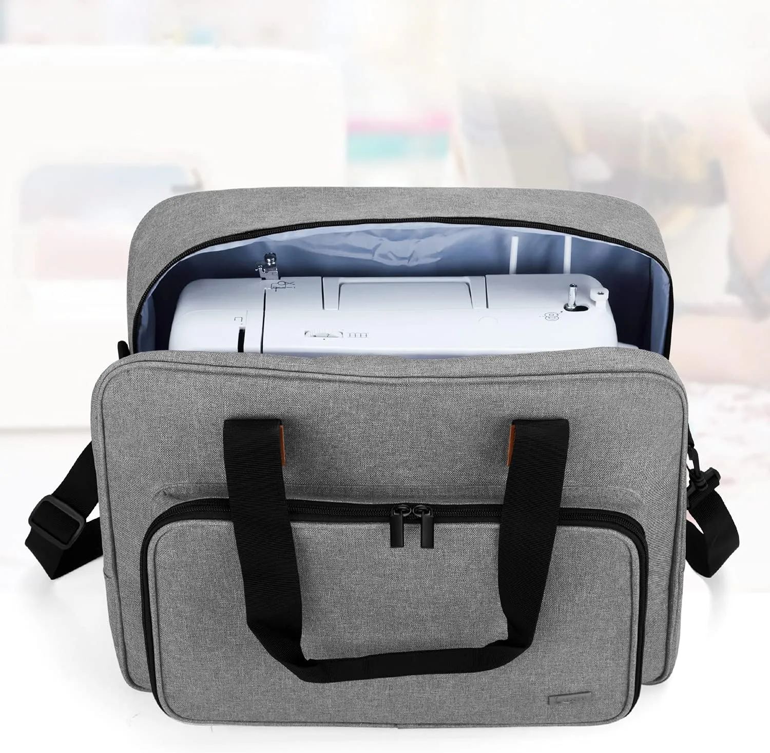 LUXJA Sewing Machine Bag, Portable Tote Bag Compatible with Most Singer, Brother Sewing Machines and Extra Sewing Accessories, Gray
