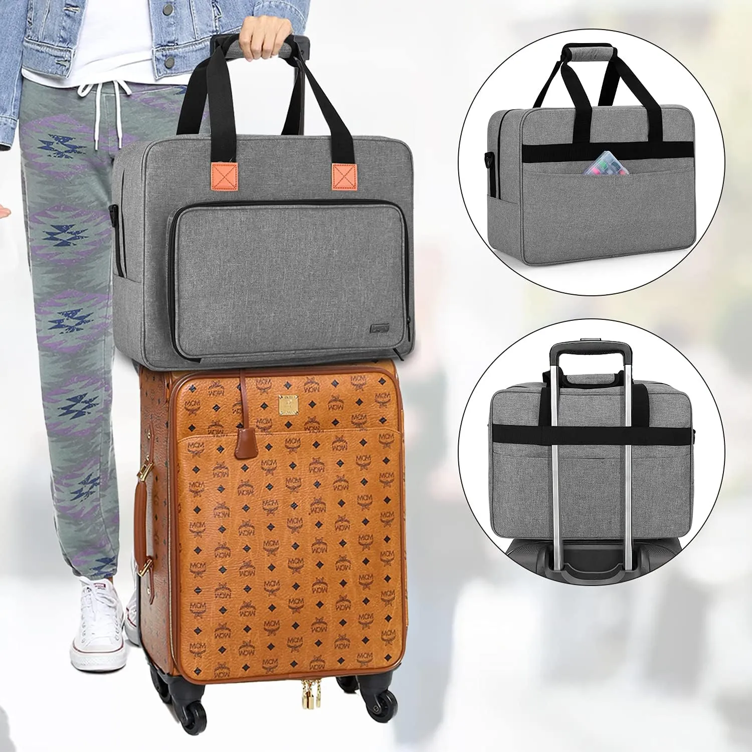 LUXJA Sewing Machine Bag, Portable Tote Bag Compatible with Most Singer, Brother Sewing Machines and Extra Sewing Accessories, Gray