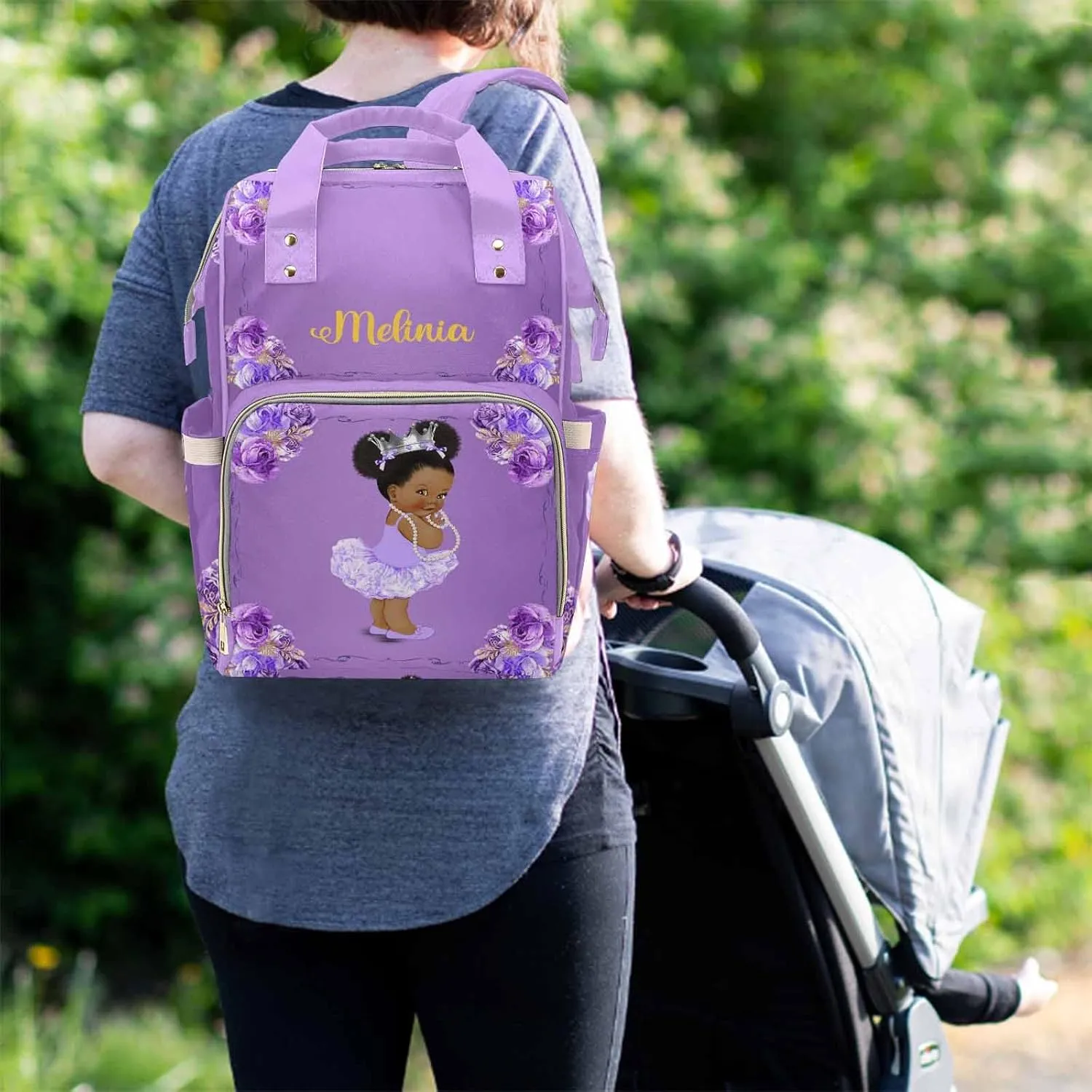 M YESCUSTOM Personalized Diaper Bag with Name for Mom, Custom Stars Bag with Large Capacity for Travel Multifunction Backpacks for Women