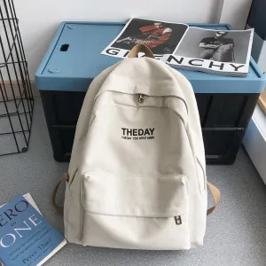 Male High College Canvas Style Solid Backpacks
