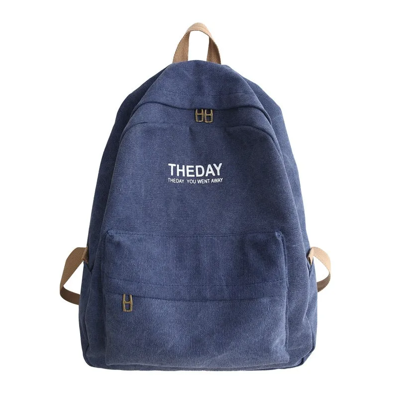 Male High College Canvas Style Solid Backpacks