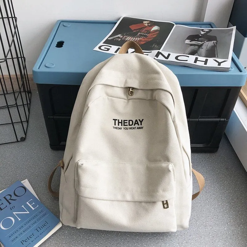 Male High College Canvas Style Solid Backpacks