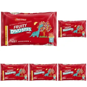 Malt-O-Meal Fruity Dyno Bites® Gluten Free Kids Breakfast Cereal, Family Size Bulk Bagged Cereal, 25 Ounce - 1 count (Pack of 5)