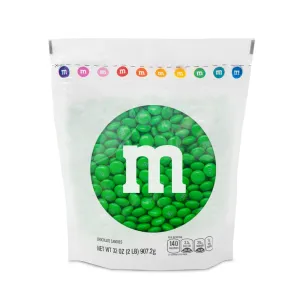M&M’S WORLD Green Milk Chocolate Candy,2lbs of M&M'S Resealable Pack for Candy Bars,Christmas,St. Patrick's Day Parties,Birthdays,Graduations,Dessert Tables & DIY Party Favors,Bulk Chocolate