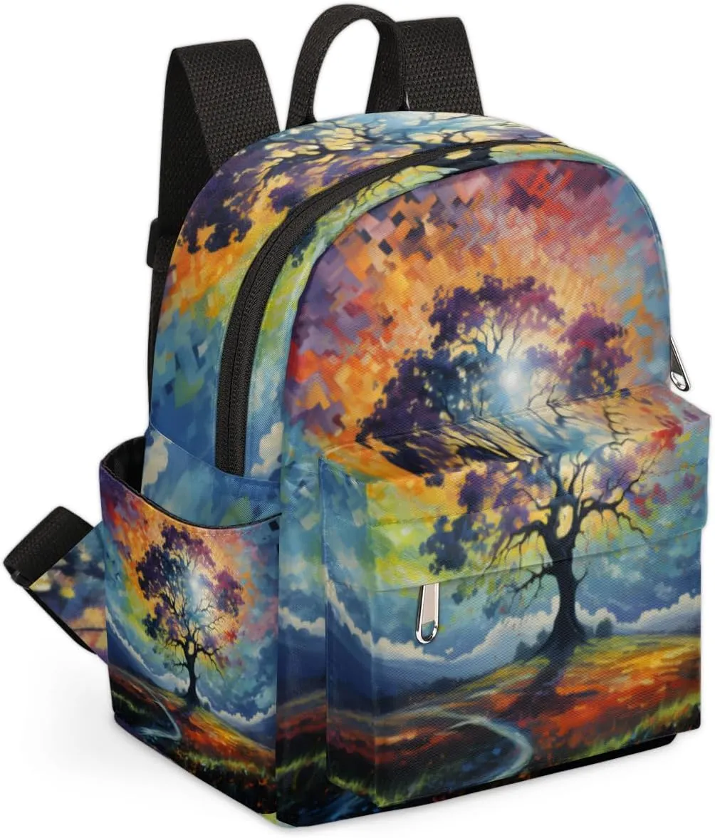 Maple Trees Sketch Print Mini Backpack Purse for Women Lightweight Shoulder Bag Women Shopping Backpack Small Backpacks Purse