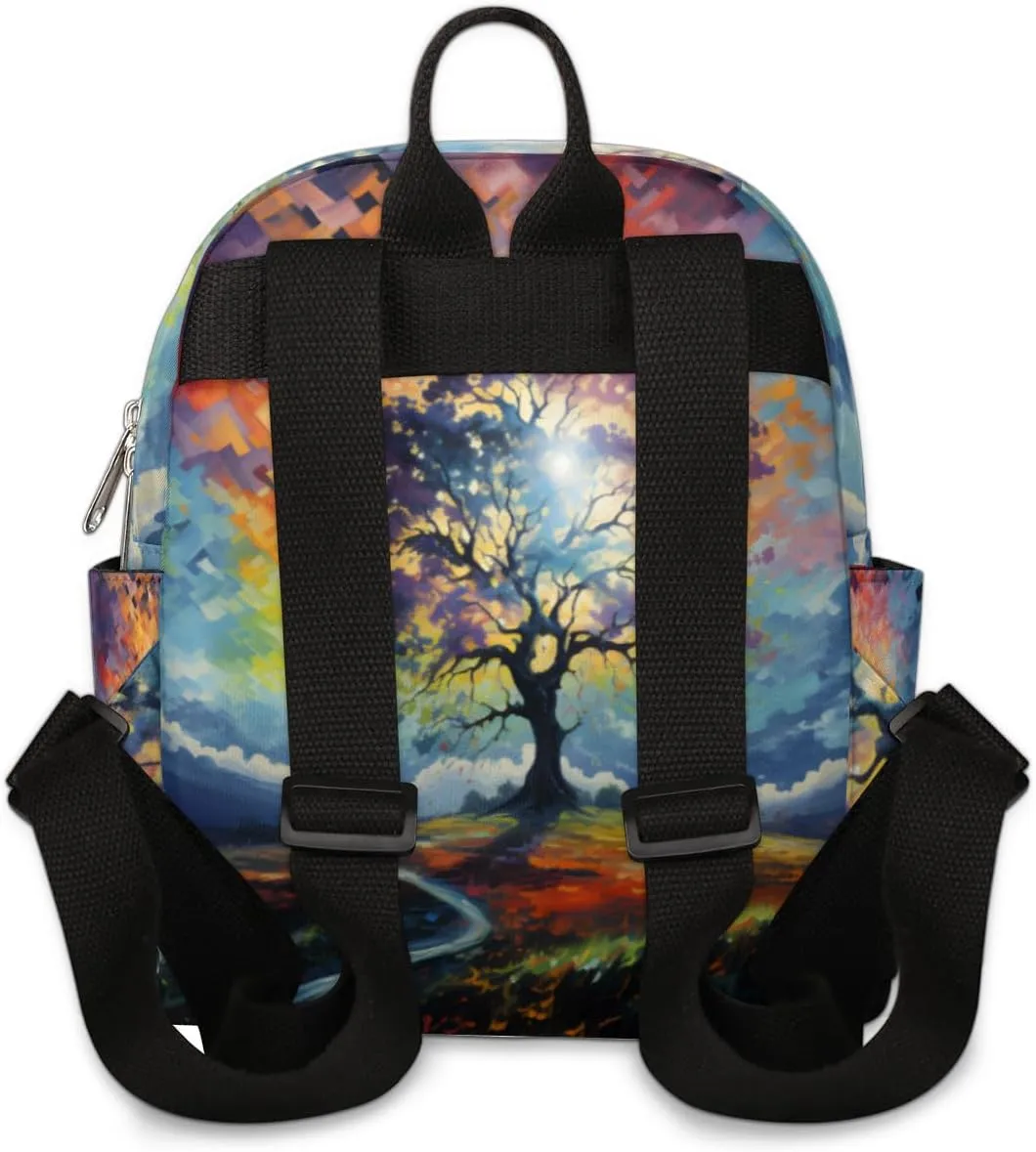 Maple Trees Sketch Print Mini Backpack Purse for Women Lightweight Shoulder Bag Women Shopping Backpack Small Backpacks Purse