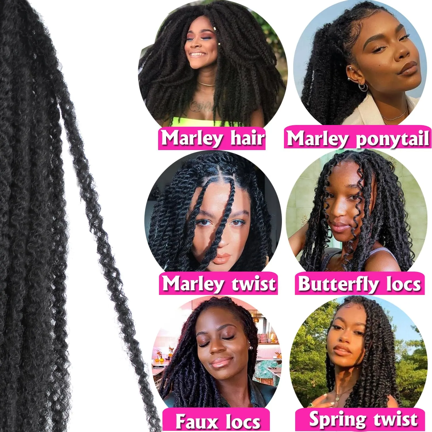 Marley Twist Braiding Hair 18 Inch Marley Hair 8 Packs Kinky Twist Hair Extensions for Afro Kinky Curly Braiding Soft and Natural Crochet Hair (18 Inch 8packs,BUG)