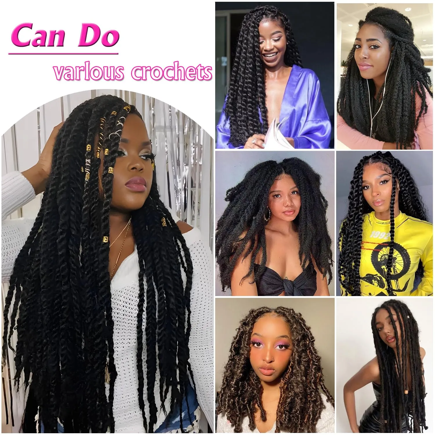 Marley Twist Braiding Hair 18 Inch Marley Hair 8 Packs Kinky Twist Hair Extensions for Afro Kinky Curly Braiding Soft and Natural Crochet Hair (18 Inch 8packs,BUG)
