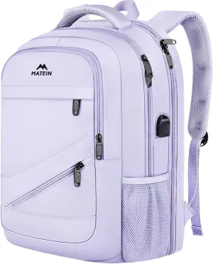 MATEIN Extra Large Laptop Backpack Women, 50 L Carry On Travel Bag with USB Port and Anti Theft Pocket, Water Resistant Business Backpacks Fit 18.4 In Notebook Computer, Purple