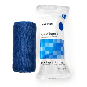 McKesson Cast Tape, Fiberglass, Blue, 4 in x 4 yds, 1 Count, 10 Packs, 10 Total