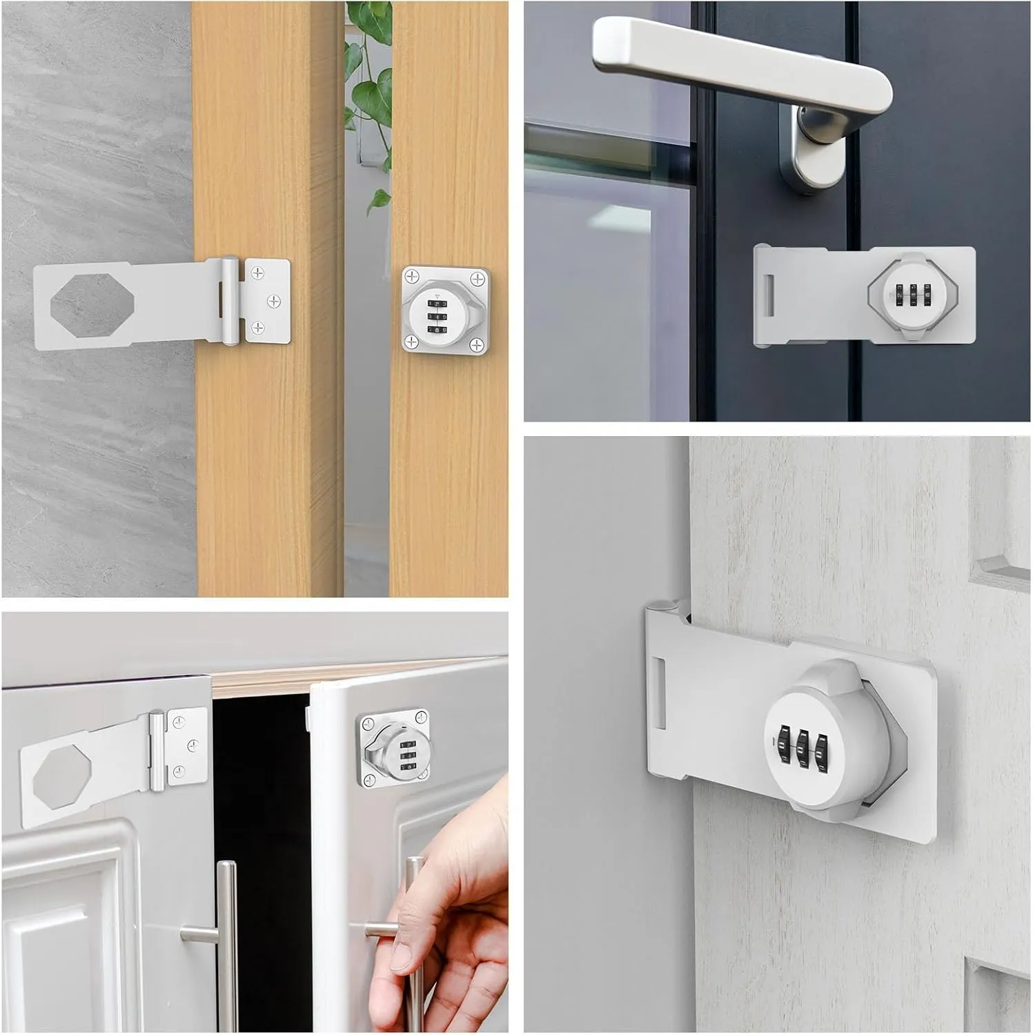Mechanical Password Rotary Hasp Locks, Cabinet Locks with Combination, Door Security Gate Locks for Small Doors, Cabinets, Barn Door, Bathroom, Outdoor, Closet, Fence (2 Packs White)