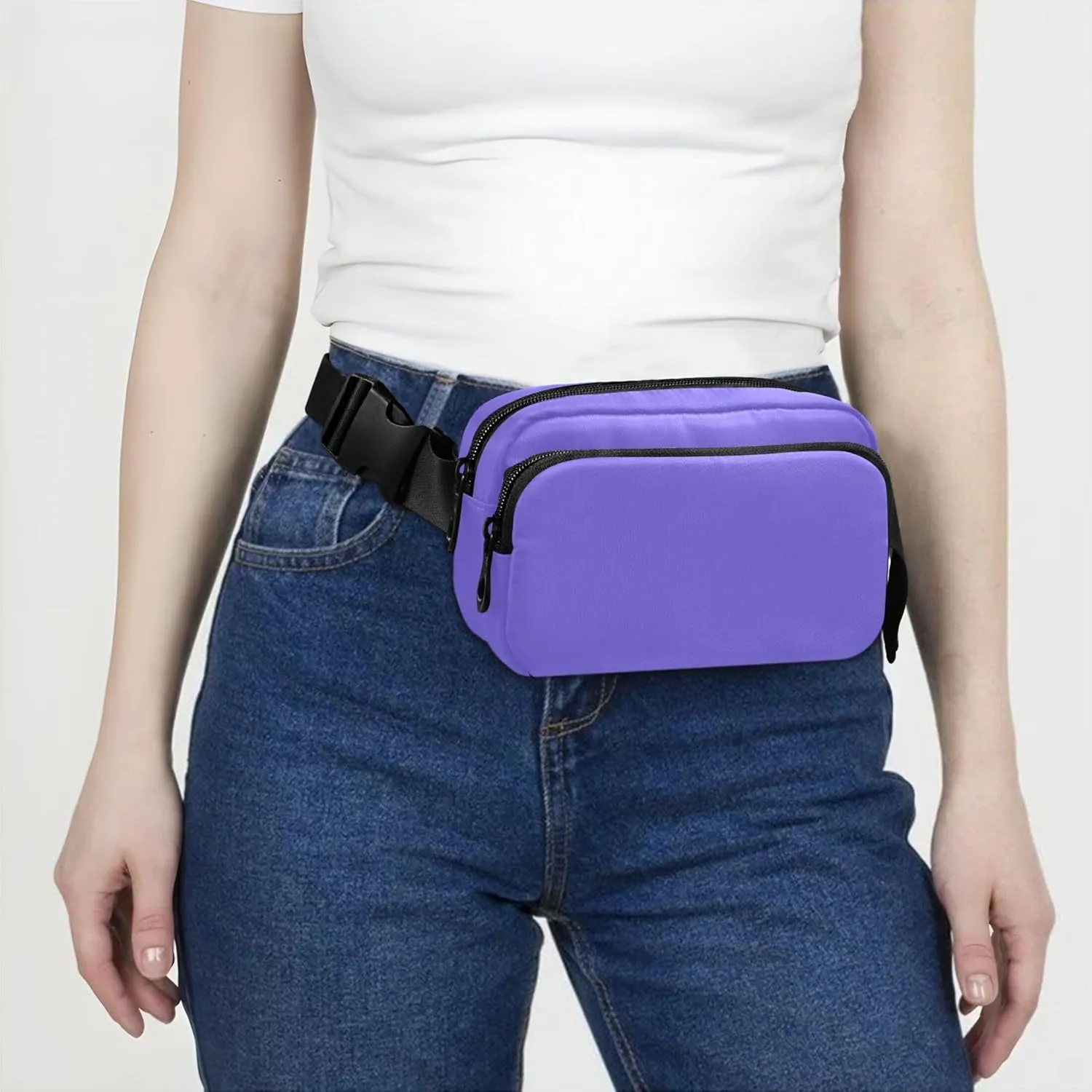 Medium Slate Blue Women Fanny Packs Bright Color Anti Theft Belt Bag Waterproof Crossbody Waist Pack