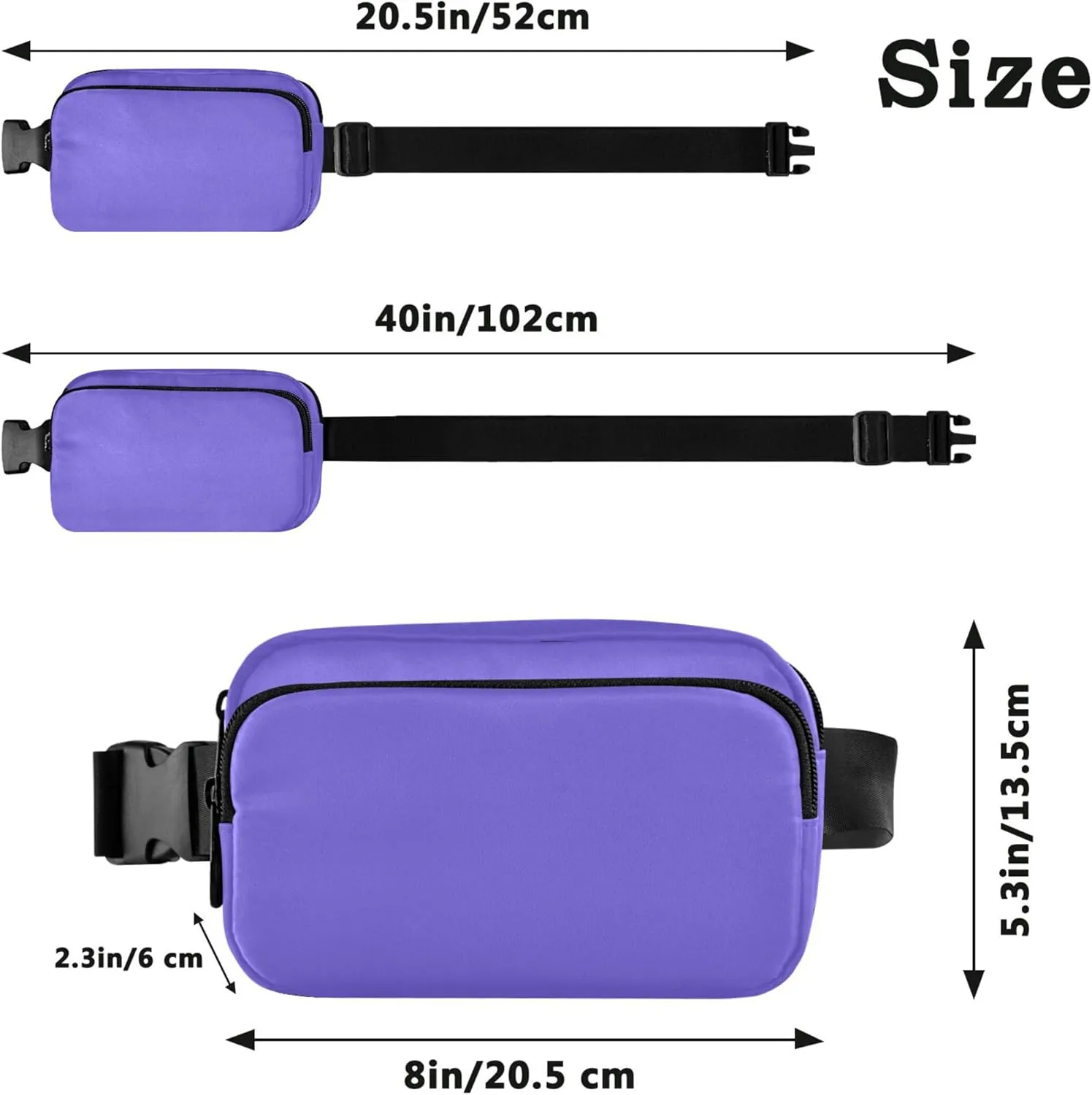 Medium Slate Blue Women Fanny Packs Bright Color Anti Theft Belt Bag Waterproof Crossbody Waist Pack