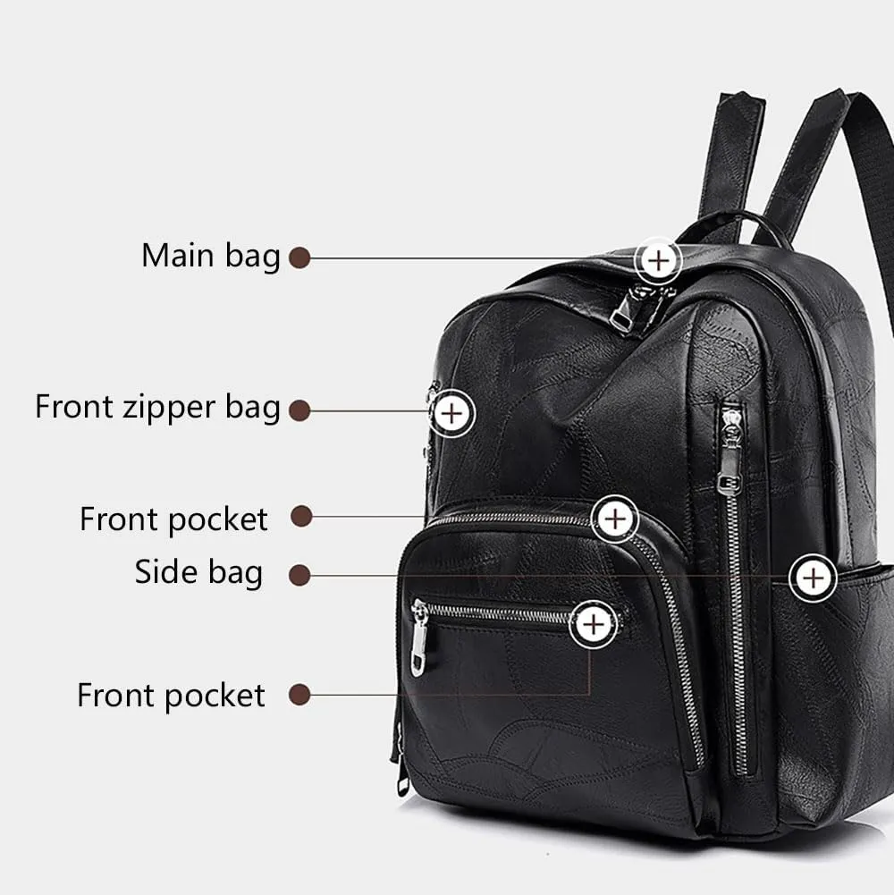 Men's and women's vintage backpacks, made of soft leather with large capacity, suitable for outdoor travel (claret)