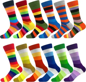 Men's Dress Socks Argyle Black Dress Fun Funny Colorful Novelty Crazy Patterned Sock Cotton Calf Bulk Packs Size 8-12