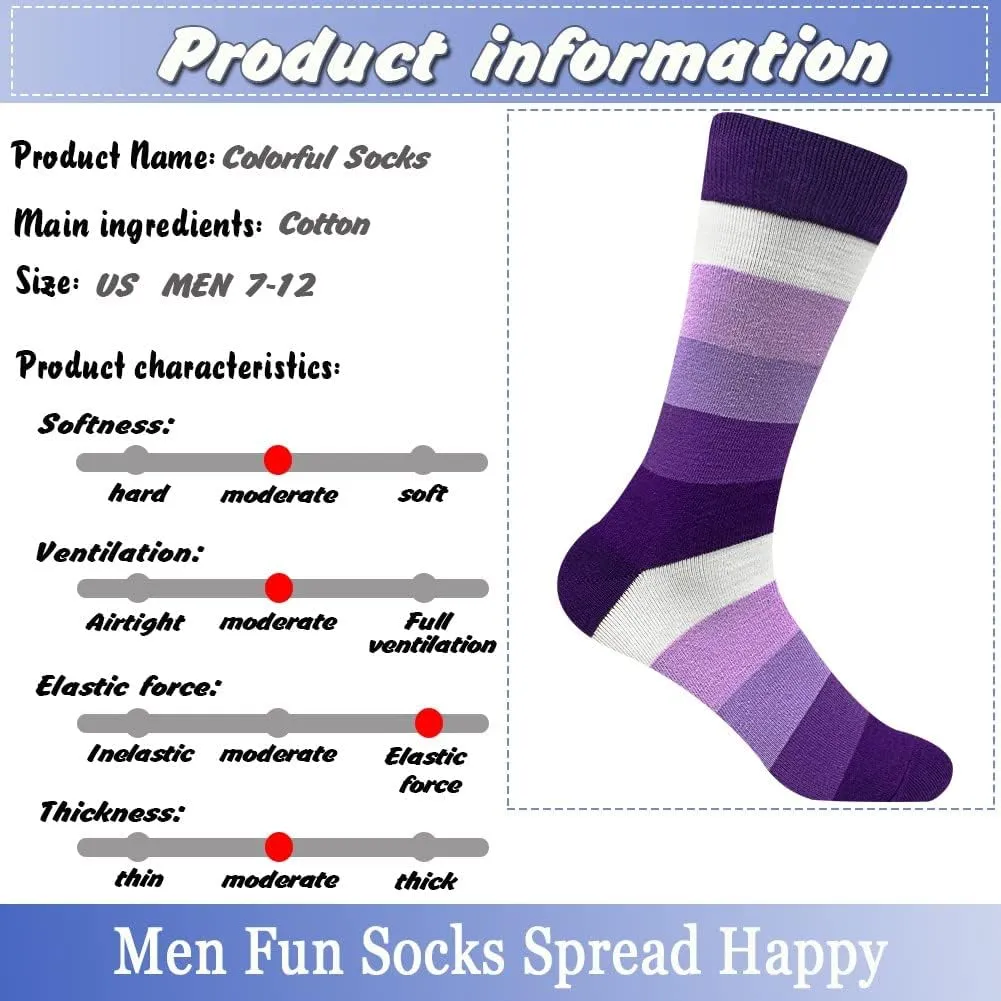 Men's Dress Socks Argyle Black Dress Fun Funny Colorful Novelty Crazy Patterned Sock Cotton Calf Bulk Packs Size 8-12