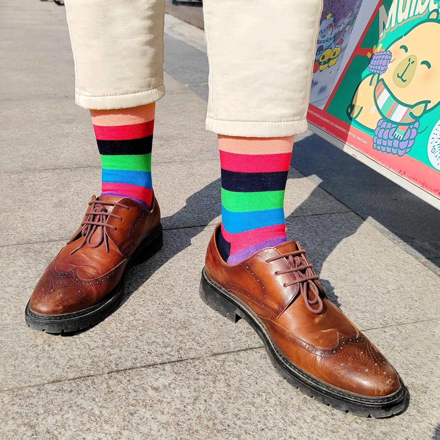 Men's Dress Socks Argyle Black Dress Fun Funny Colorful Novelty Crazy Patterned Sock Cotton Calf Bulk Packs Size 8-12