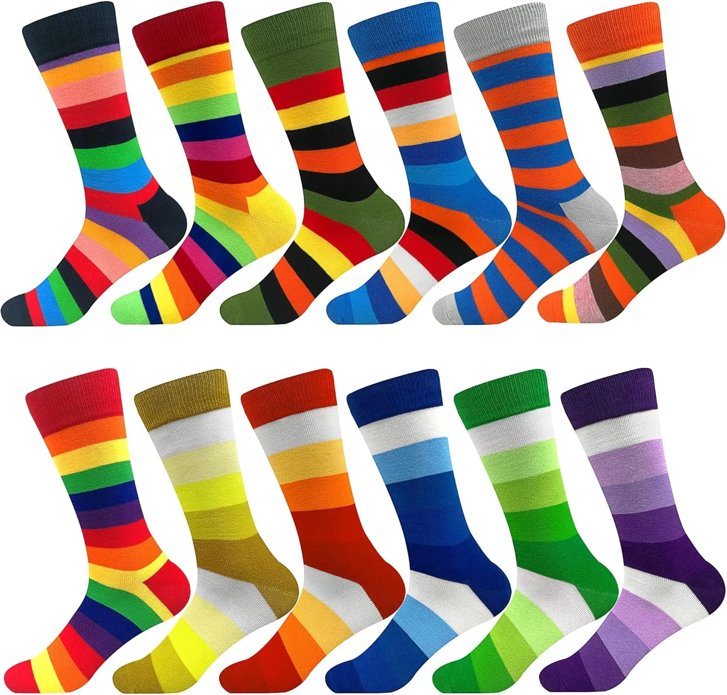 Men's Dress Socks Argyle Black Dress Fun Funny Colorful Novelty Crazy Patterned Sock Cotton Calf Bulk Packs Size 8-12