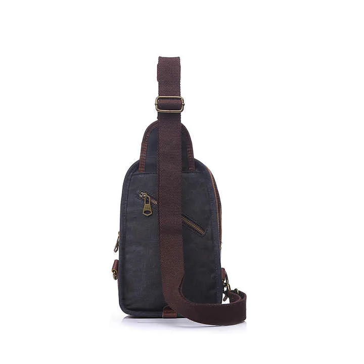 Men's Vintage Waterproof Canvas Crossbody Chest Bag