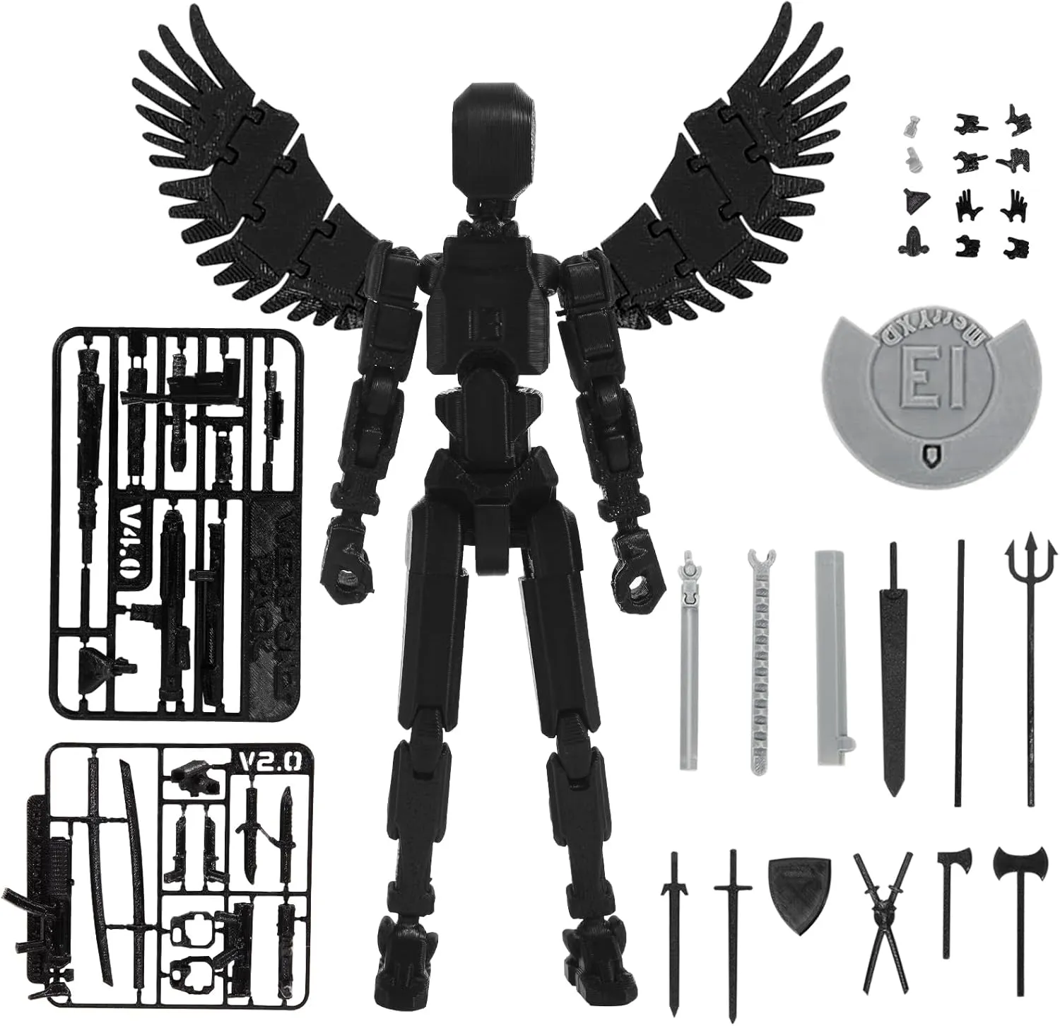 MerryXD T13 Action Figure,Assembly Completed Dummy Nova Titan Lucky 13 Action Figure 3D Printed Multi-Jointed Movable Toy Black