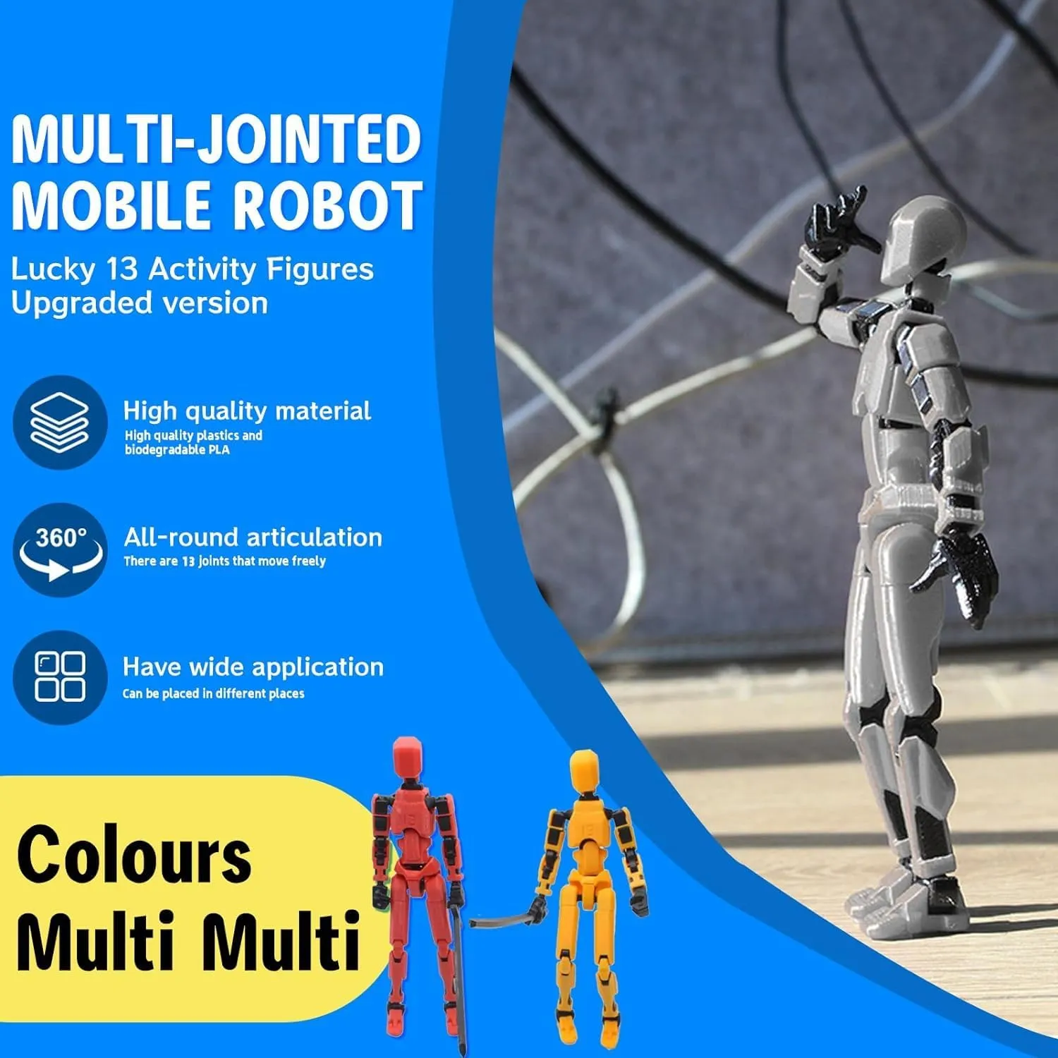 MerryXD T13 Action Figure,Assembly Completed Dummy Nova Titan Lucky 13 Action Figure 3D Printed Multi-Jointed Movable Toy Black
