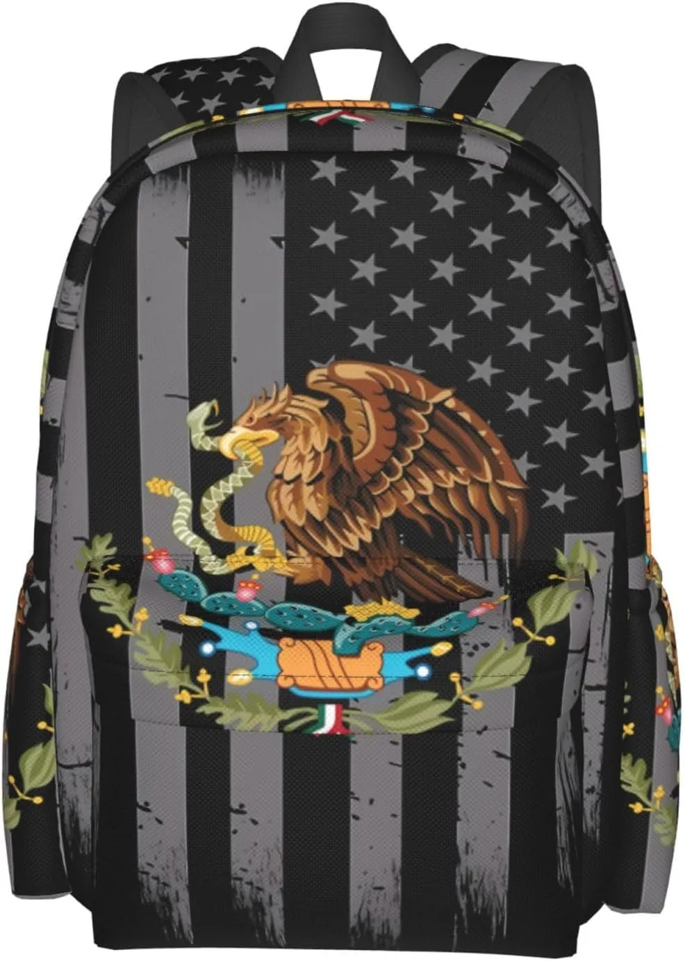 Mexican Flag Casual Backpack Large Capacity Travel Backpacks Laptop Daypack Commuter Rucksack Adjustable Strap Sports Bags for Hiking Biking