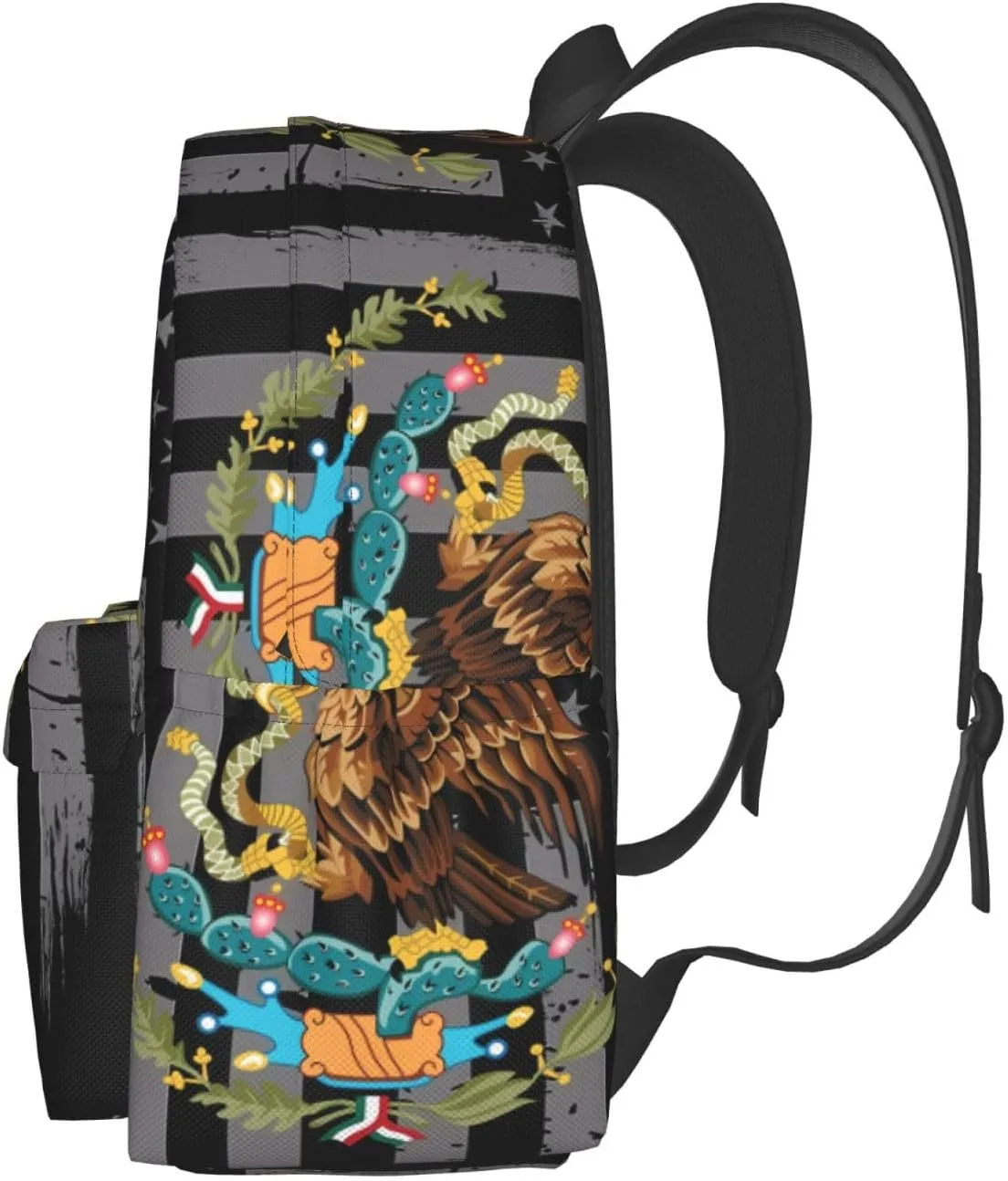 Mexican Flag Casual Backpack Large Capacity Travel Backpacks Laptop Daypack Commuter Rucksack Adjustable Strap Sports Bags for Hiking Biking