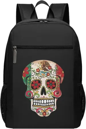 Mexican Flag Empire Mexico Pride Travel Laptop Backpack, Business Anti Theft Slim Sturdy Laptops Backpacks, College Computer Bag Gift for Men & Women Fits 17 Inch Notebook,Black