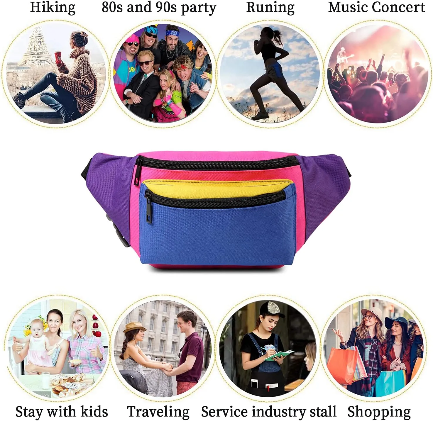 MIAIULIA 80s Neon Waist Fanny Pack for 80s Costumes,Festival Travel Party #Other