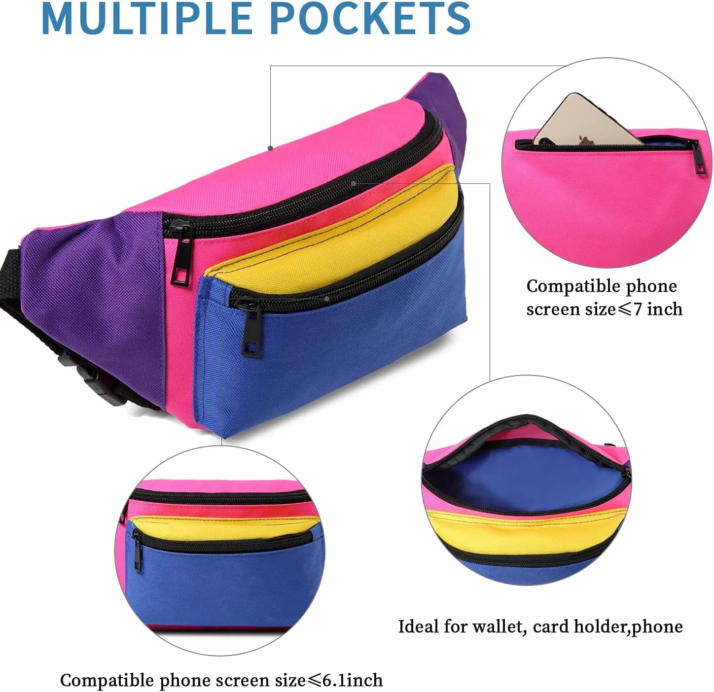 MIAIULIA 80s Neon Waist Fanny Pack for 80s Costumes,Festival Travel Party #Other