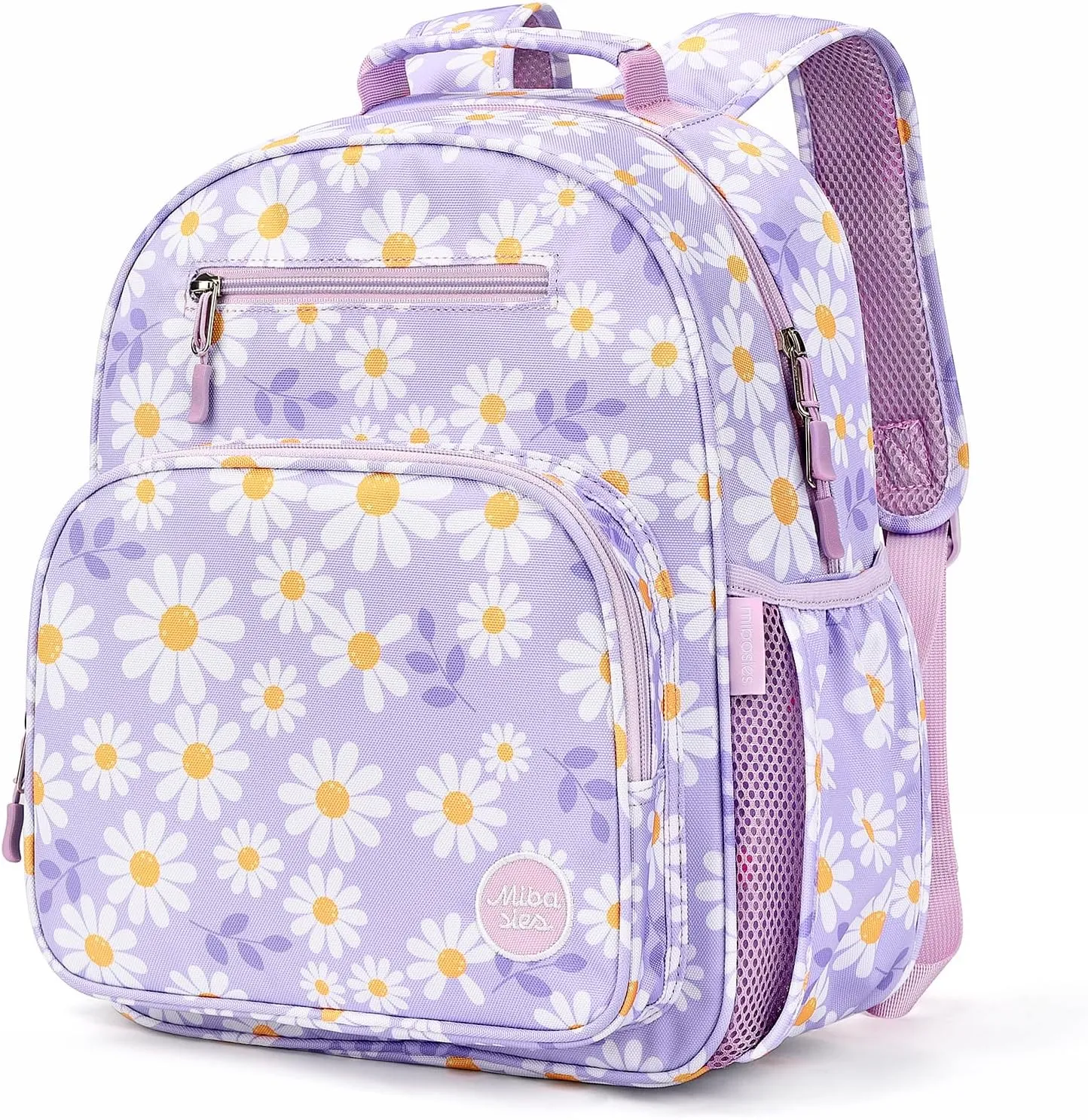 mibasies Kids Backpack for Girls: Girls Backpack 5-8 - Kindergarten Elementary School Bookbag for Girl - Daisy Purple