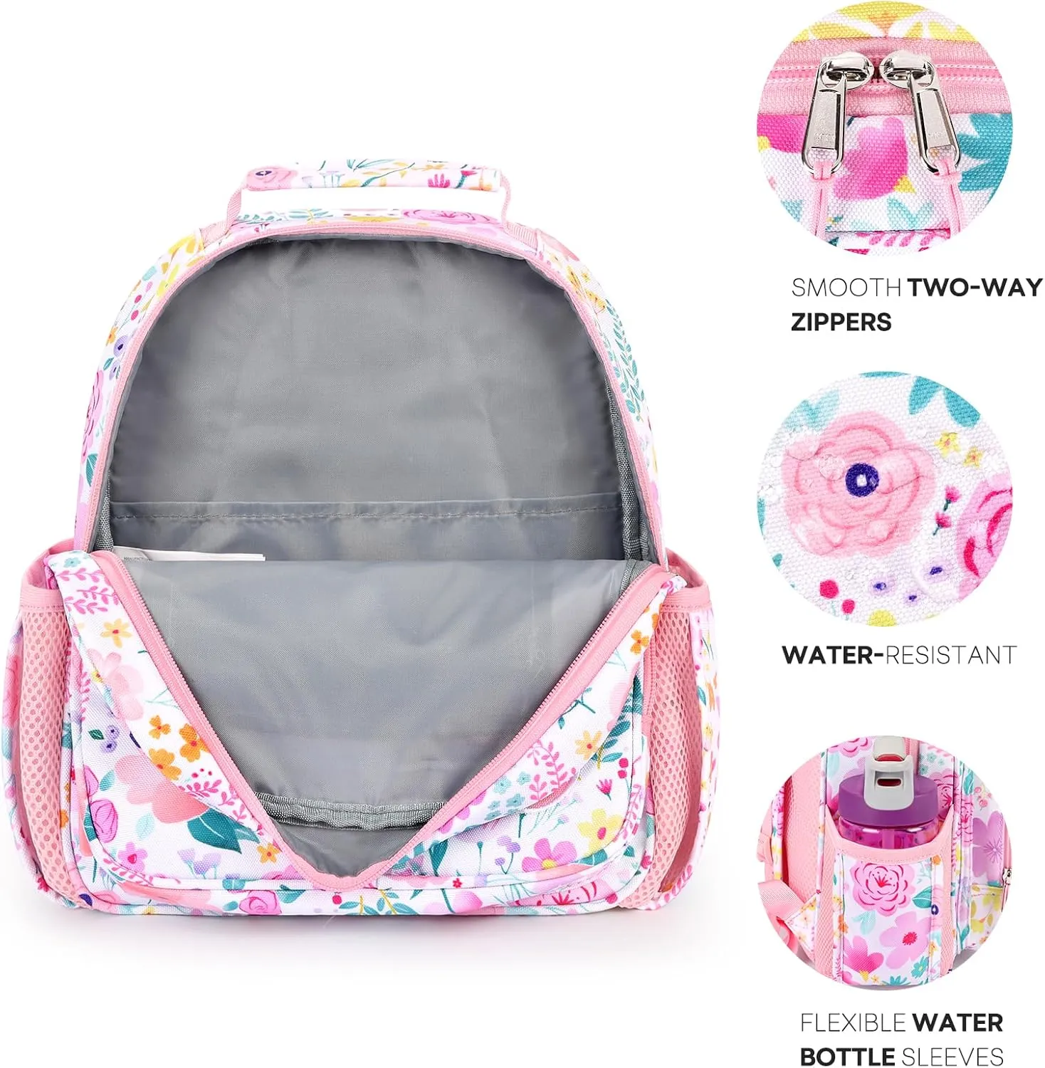 mibasies Toddler Backpack for Girls 2-4: Preschool Kindergarten Backpack - Cute Kids Backpacks for Girls - Flower Pink
