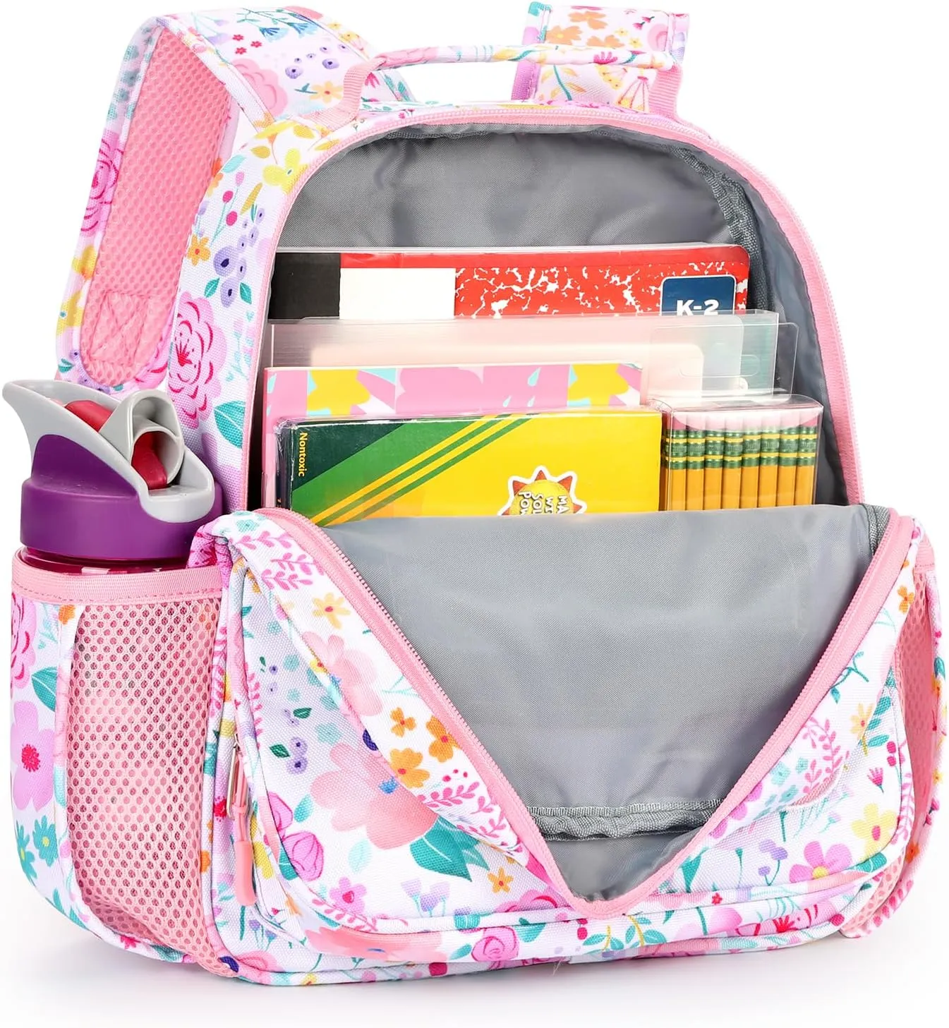 mibasies Toddler Backpack for Girls 2-4: Preschool Kindergarten Backpack - Cute Kids Backpacks for Girls - Flower Pink