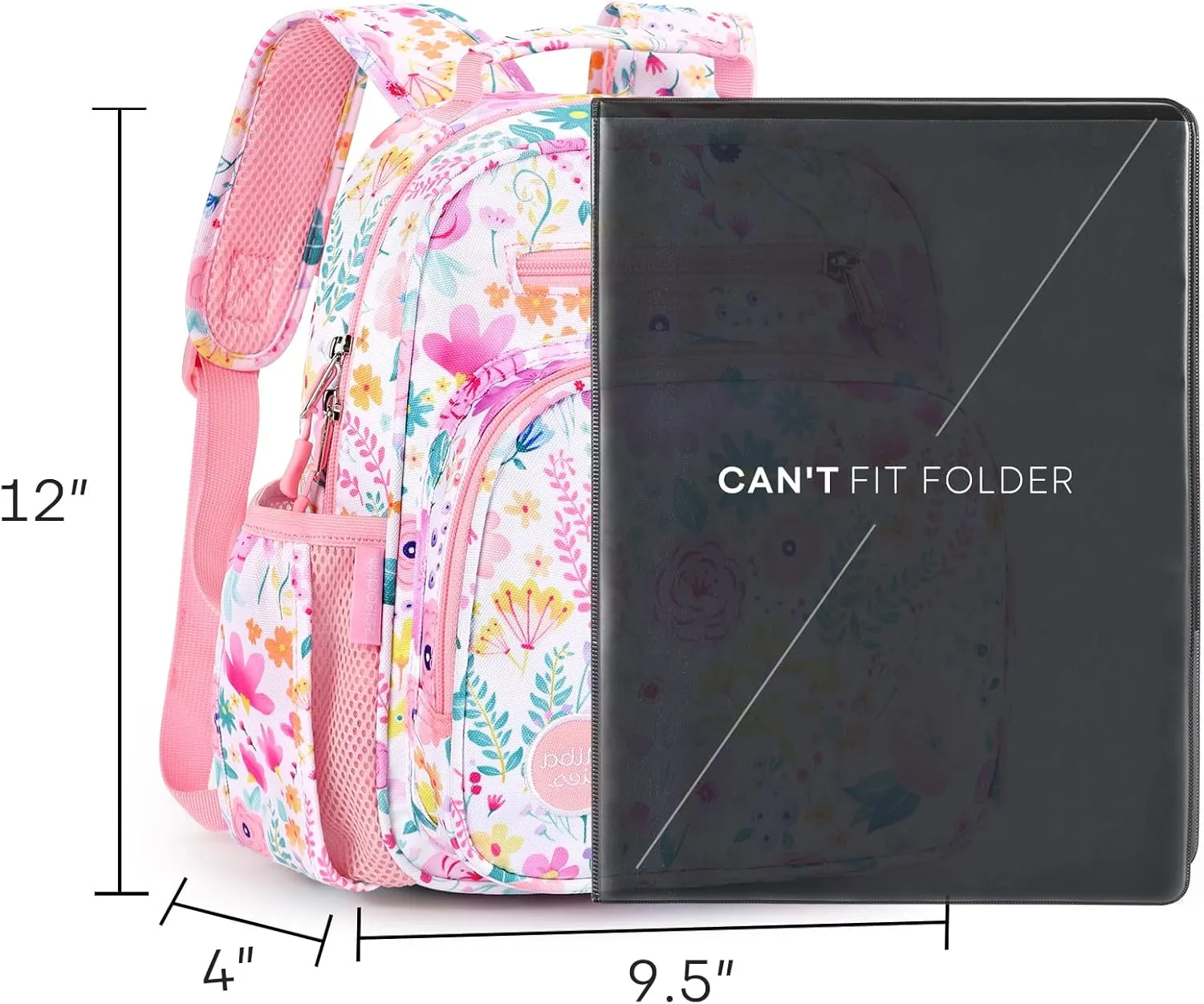 mibasies Toddler Backpack for Girls 2-4: Preschool Kindergarten Backpack - Cute Kids Backpacks for Girls - Flower Pink