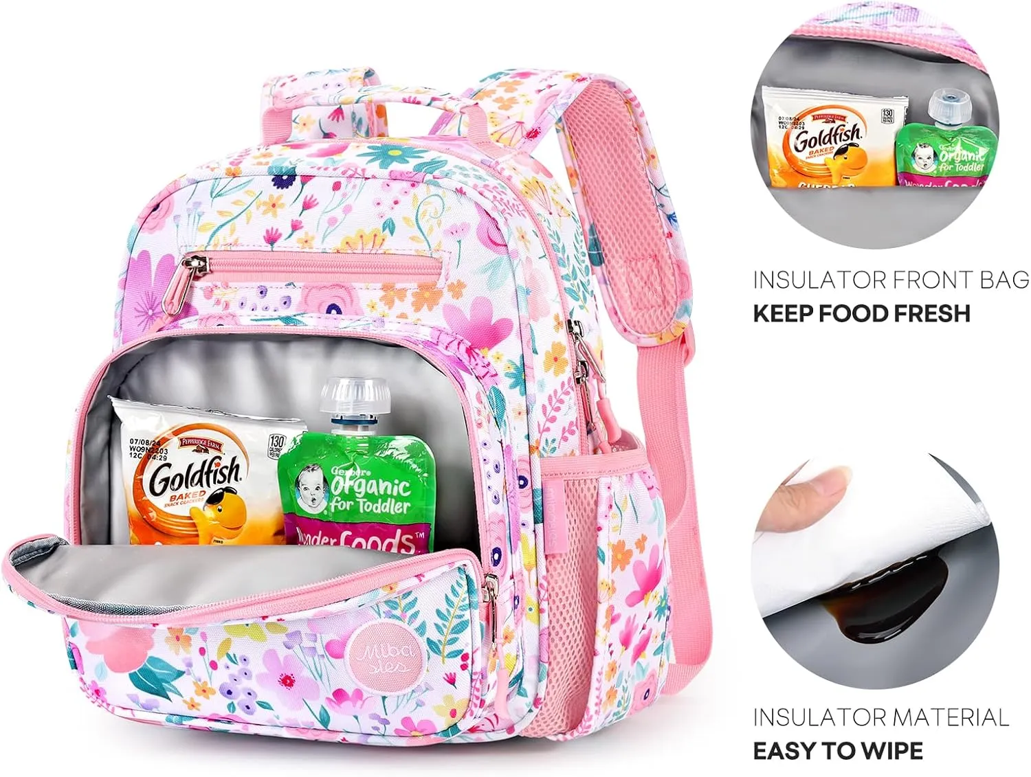 mibasies Toddler Backpack for Girls 2-4: Preschool Kindergarten Backpack - Cute Kids Backpacks for Girls - Flower Pink