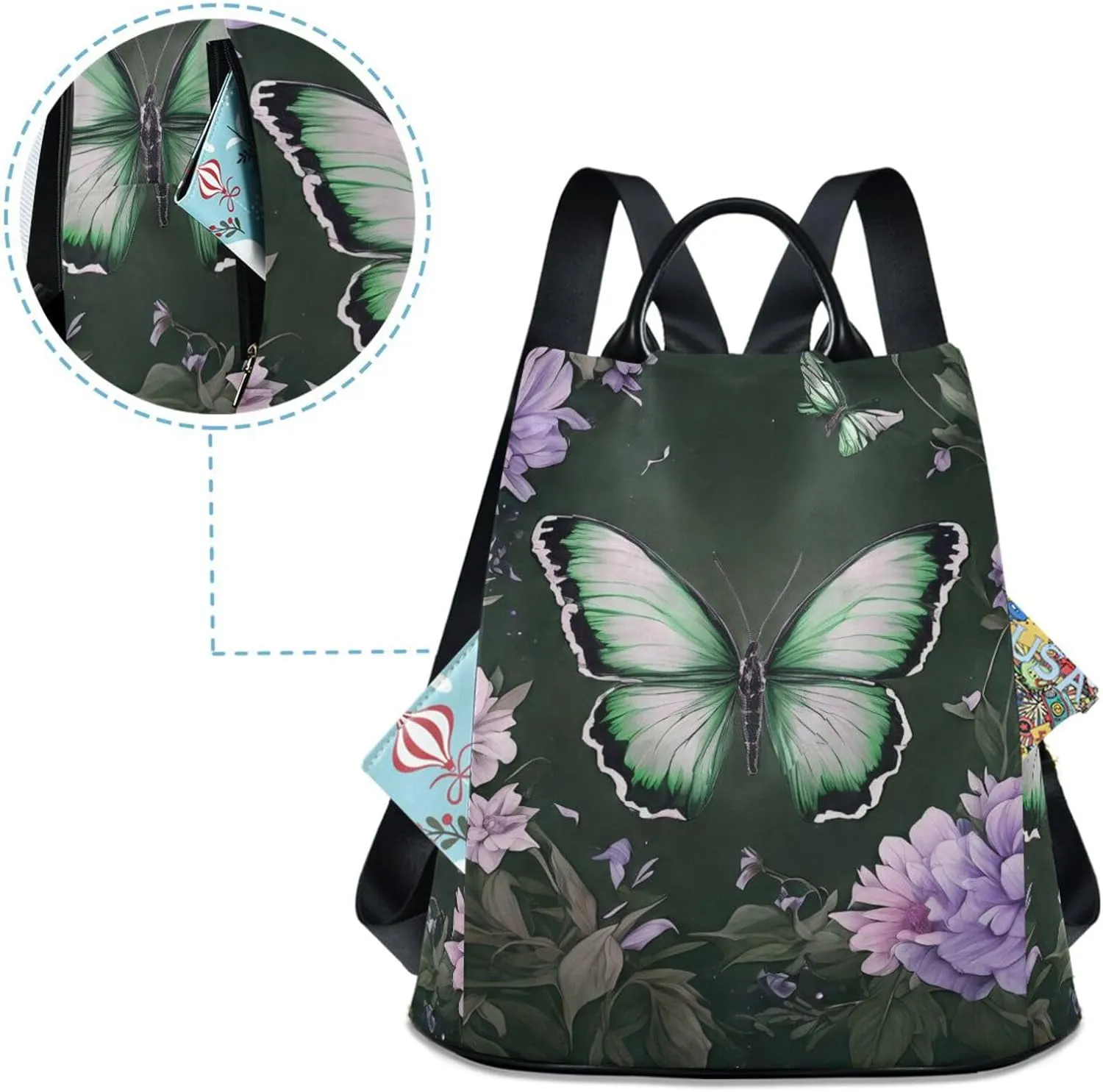 Mini Backpack Women Travel Handbag Shoulder Bag Anti Theft Backpack for women for Outing Shopping Traveling Going Out Butterfly Pattern 5