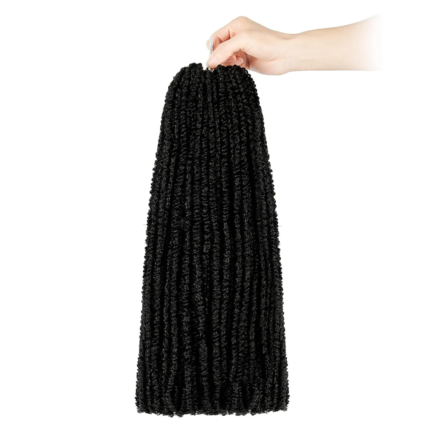 Mini Passion Twist Crochet Hair for Black Women-18 Inches 6 Packs Natural Black Pre Twisted Elastic and Cuttable Hair Extensions,Braided by Soft Synthetic Twist Bohemian Curl(18"-6P,1B)