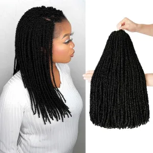 Mini Passion Twist Crochet Hair for Black Women-18 Inches 6 Packs Natural Black Pre Twisted Elastic and Cuttable Hair Extensions,Braided by Soft Synthetic Twist Bohemian Curl(18"-6P,1B)