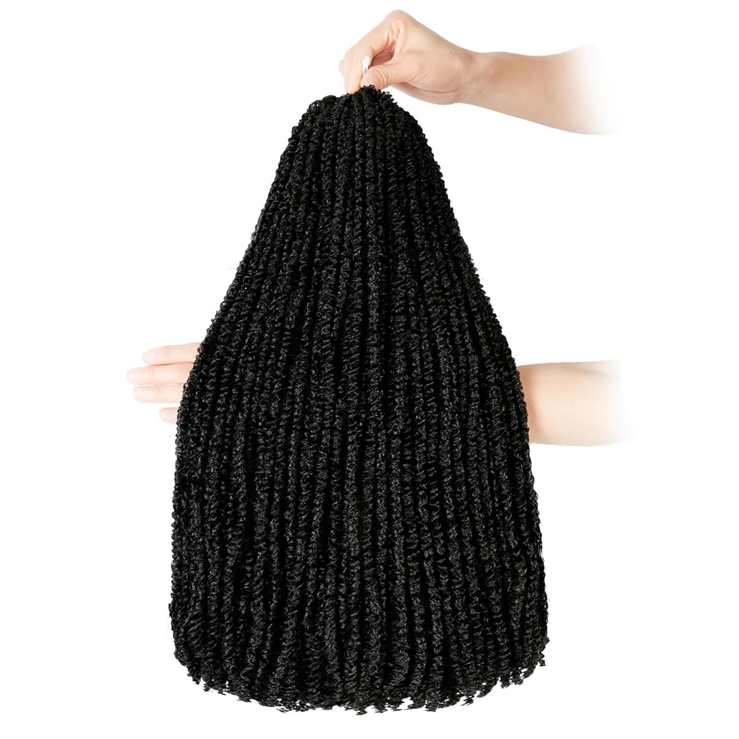 Mini Passion Twist Crochet Hair for Black Women-18 Inches 6 Packs Natural Black Pre Twisted Elastic and Cuttable Hair Extensions,Braided by Soft Synthetic Twist Bohemian Curl(18"-6P,1B)