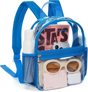 Missnine Clear Mini Backpack Stadium Approved, Thick PVC Mini Clear Bag for Sport Events, Concert, Festival