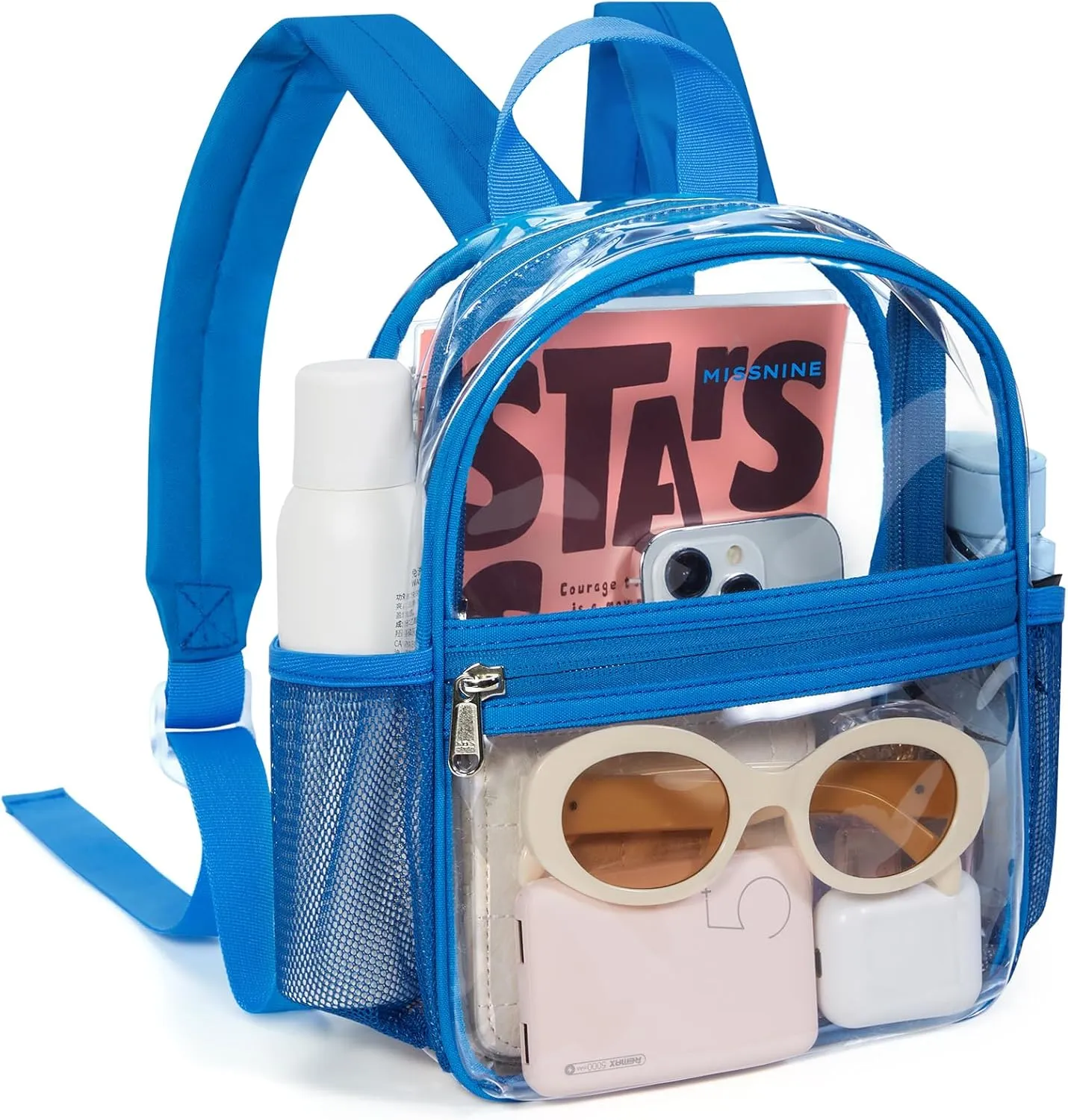 Missnine Clear Mini Backpack Stadium Approved, Thick PVC Mini Clear Bag for Sport Events, Concert, Festival