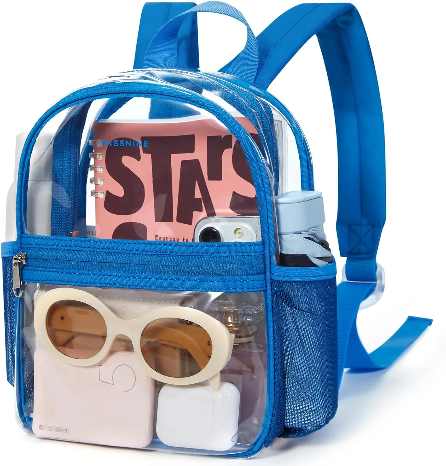 Missnine Clear Mini Backpack Stadium Approved, Thick PVC Mini Clear Bag for Sport Events, Concert, Festival