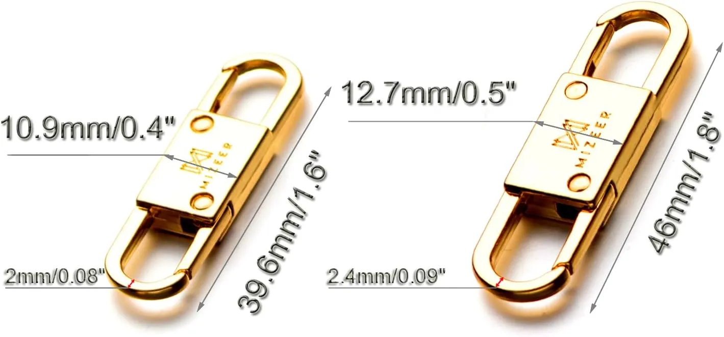 Mizeer 2 Size Zipper Clip Theft Deterrent - Anti Theft Zipper Clips Keep The Zipper Closed - Zipper Locks for Backpacks, Purses 4pcs Gold