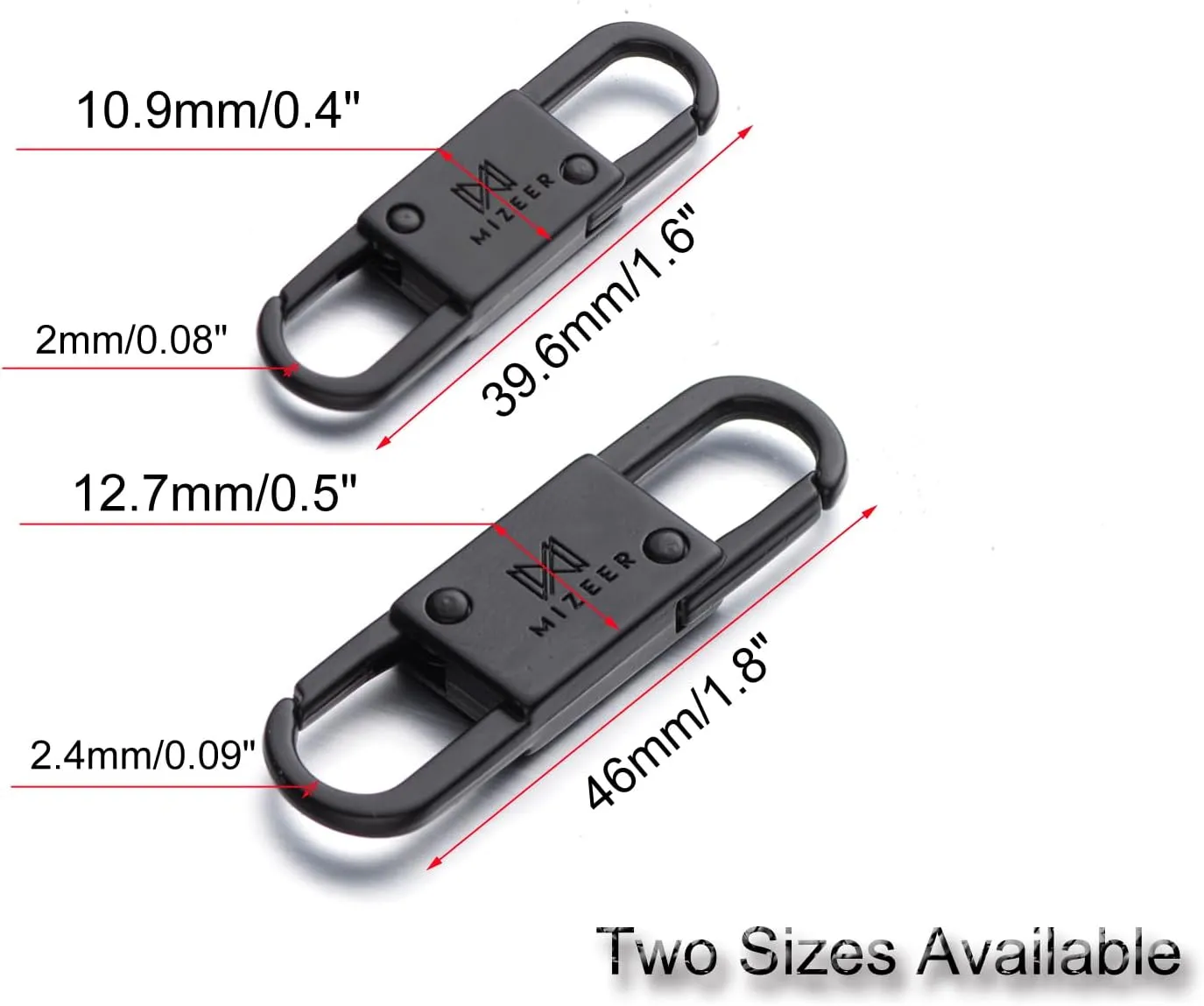 Mizeer 2 Size Zipper Clip Theft Deterrent - Anti Theft Zipper Clips Keep The Zipper Closed - Zipper Locks for Backpacks, Purses