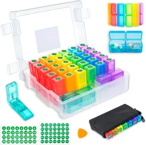 Monthly Pill Organizer 2 Times a Day–Large Capacity Portable Pill Box with Weekly Travel Bag - 30-Day Pill Case with Pill Cutter & Labels for Easy Medication Management (White)