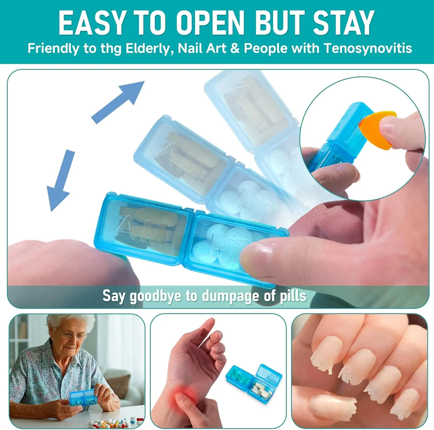 Monthly Pill Organizer 2 Times a Day–Large Capacity Portable Pill Box with Weekly Travel Bag - 30-Day Pill Case with Pill Cutter & Labels for Easy Medication Management (White)
