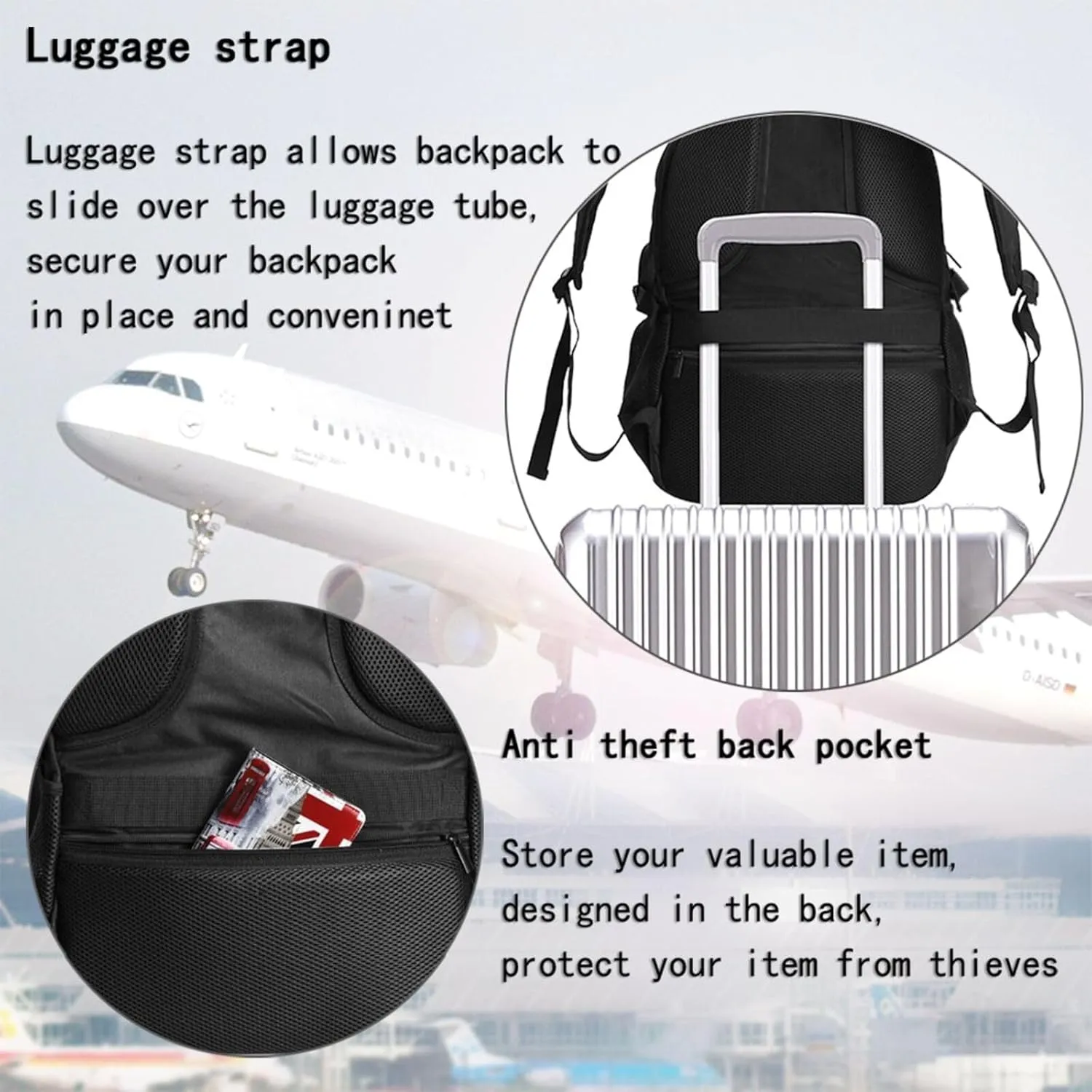 Montserratian American Badge Montserrat Flag Business Laptop Backpack Travel Backpacks Outdoor Rucksack Large Bag Daypack with USB Charging Port Multi-Pocket for Hiking Camping