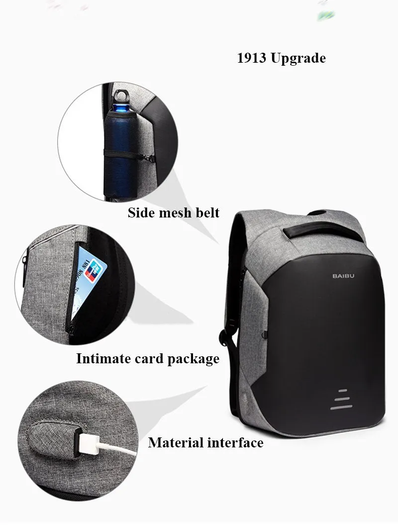 Multifunction Anti-theft 15.6" Laptop Backpack with USB Charging