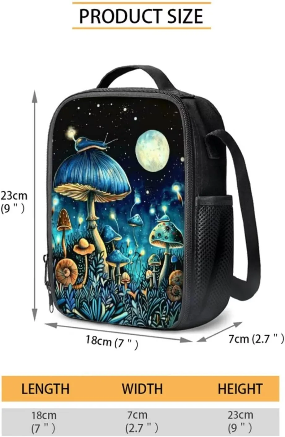 Mushroom Cute Backpacks for Teen Girls Middle School Lightweight School Messenger Bag for Teens Keep Warm Lunch Bag with Pencil Case and Water Cup Protector for Picnic
