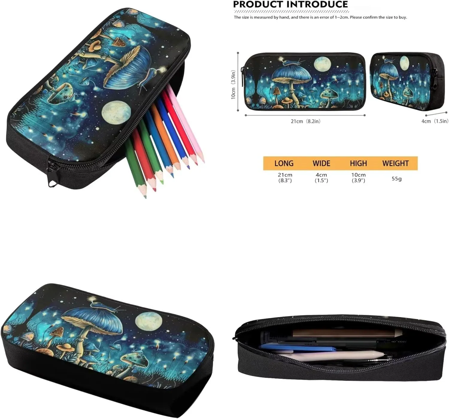 Mushroom Cute Backpacks for Teen Girls Middle School Lightweight School Messenger Bag for Teens Keep Warm Lunch Bag with Pencil Case and Water Cup Protector for Picnic